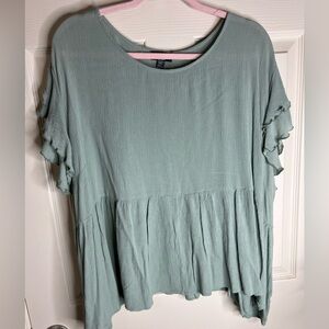 Mint Green Top with Flutter Sleeves size 4X